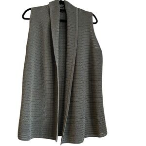 Lafayette 148 New Yorkk Heavy Cotton Open Front Gray Vest Size L